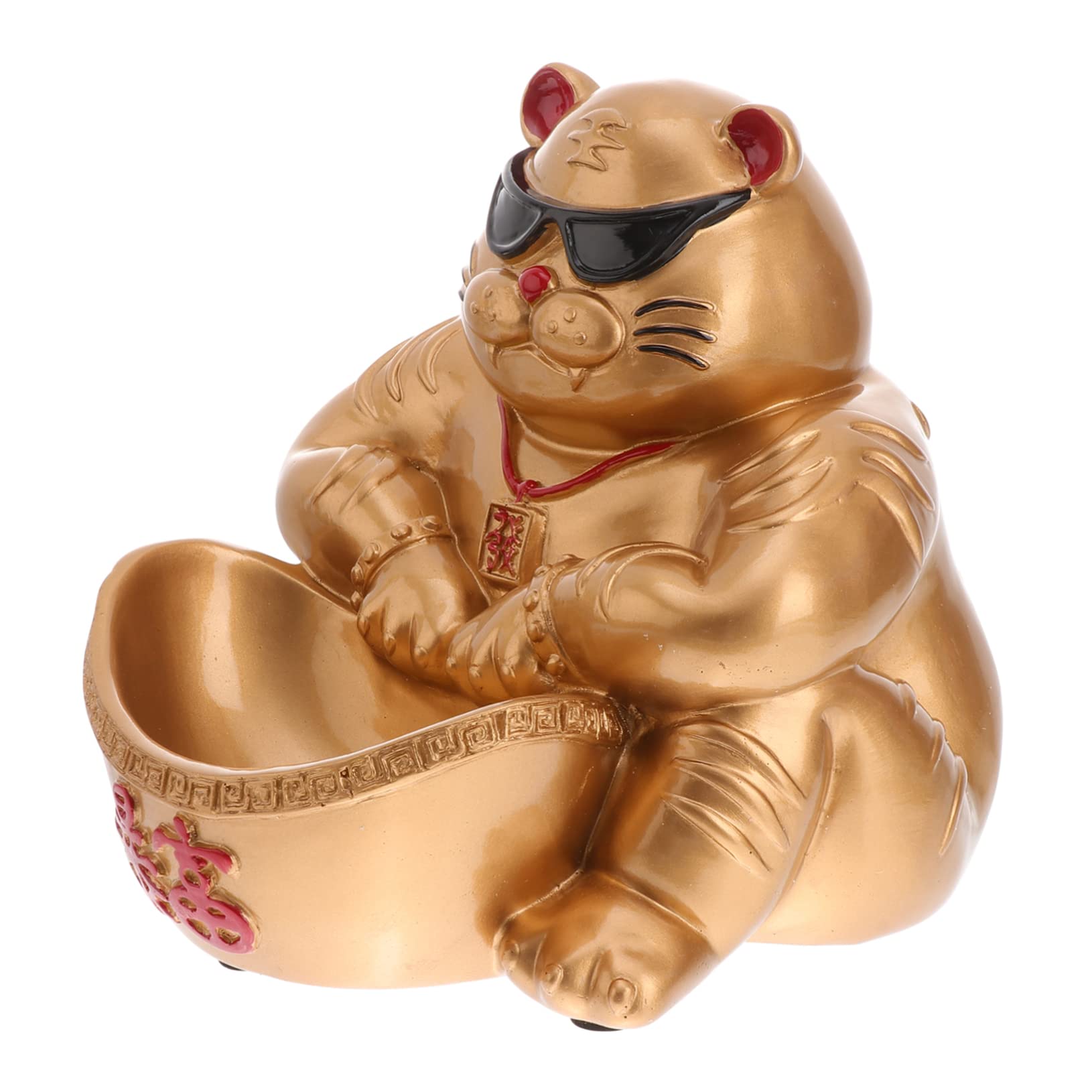 Ornement résine tigre porte-chance décoratif marron pour salon et bureau