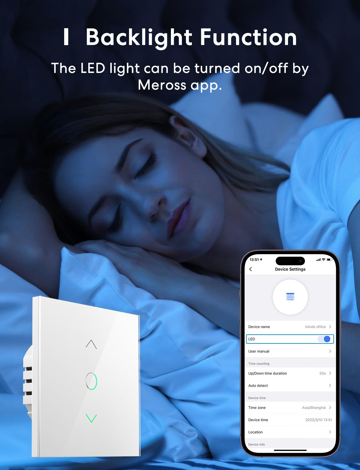 meross Interruttore per tapparelle opaco Smart (cavo neutro necessario), interruttore per tenda compatibile con HomeKit, Alexa e Google Home, controllo percentuale, controllo vocale e telecomando