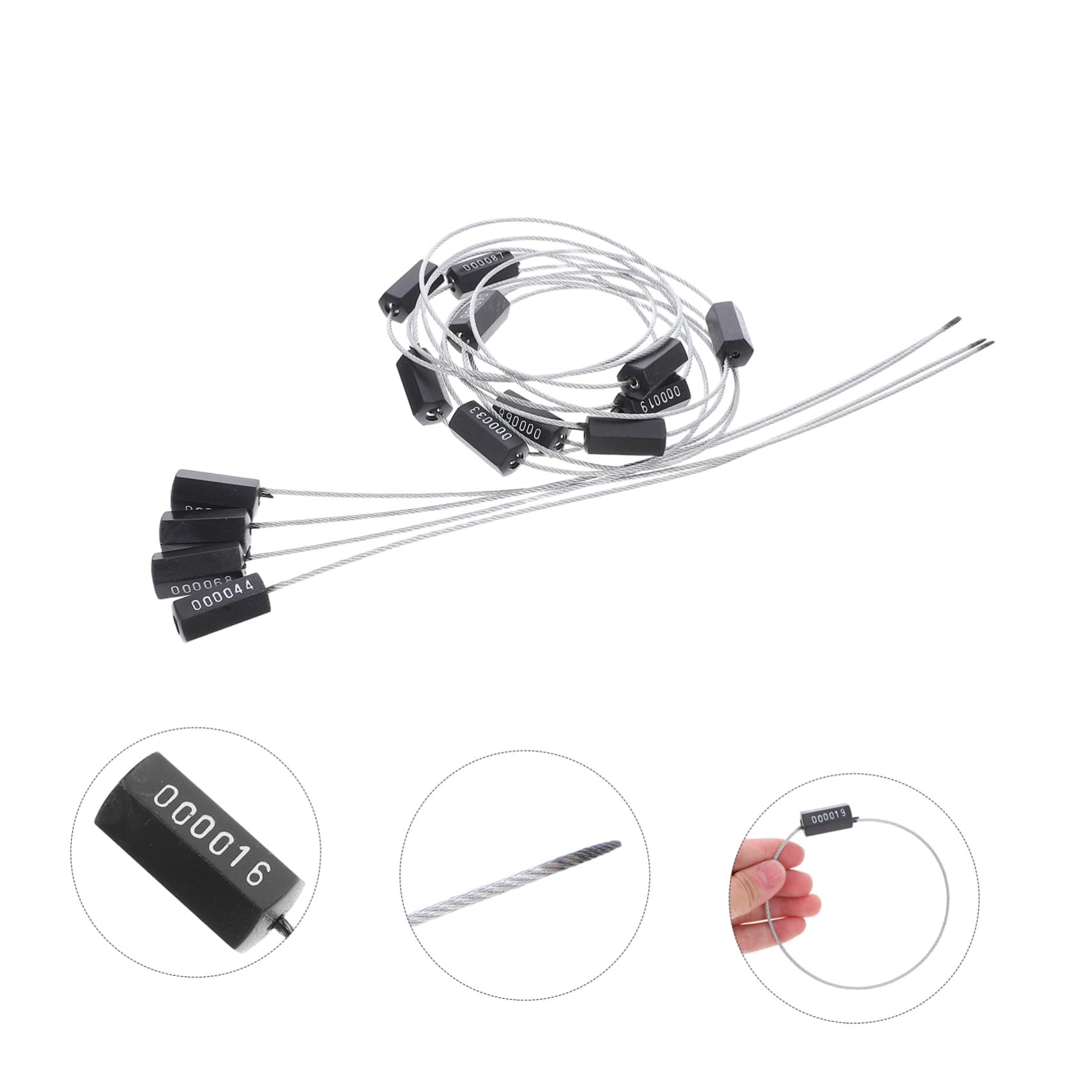 Zerodeko 100 Piezas Sellos de Seguridad de Cable de Acero Numerados Manipulación con Auto Bloqueo para Camiones Remolques Carga Etiquetas Plásticas y Metálicas para Seguimiento y Protección
