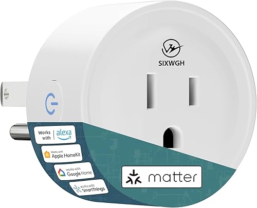 Wi-Fi Matter Smart Plug Matter requiere concentrador, fácil configuración (FFS configuración sin frustraciones), compatibilidad con Apple HomeKit,