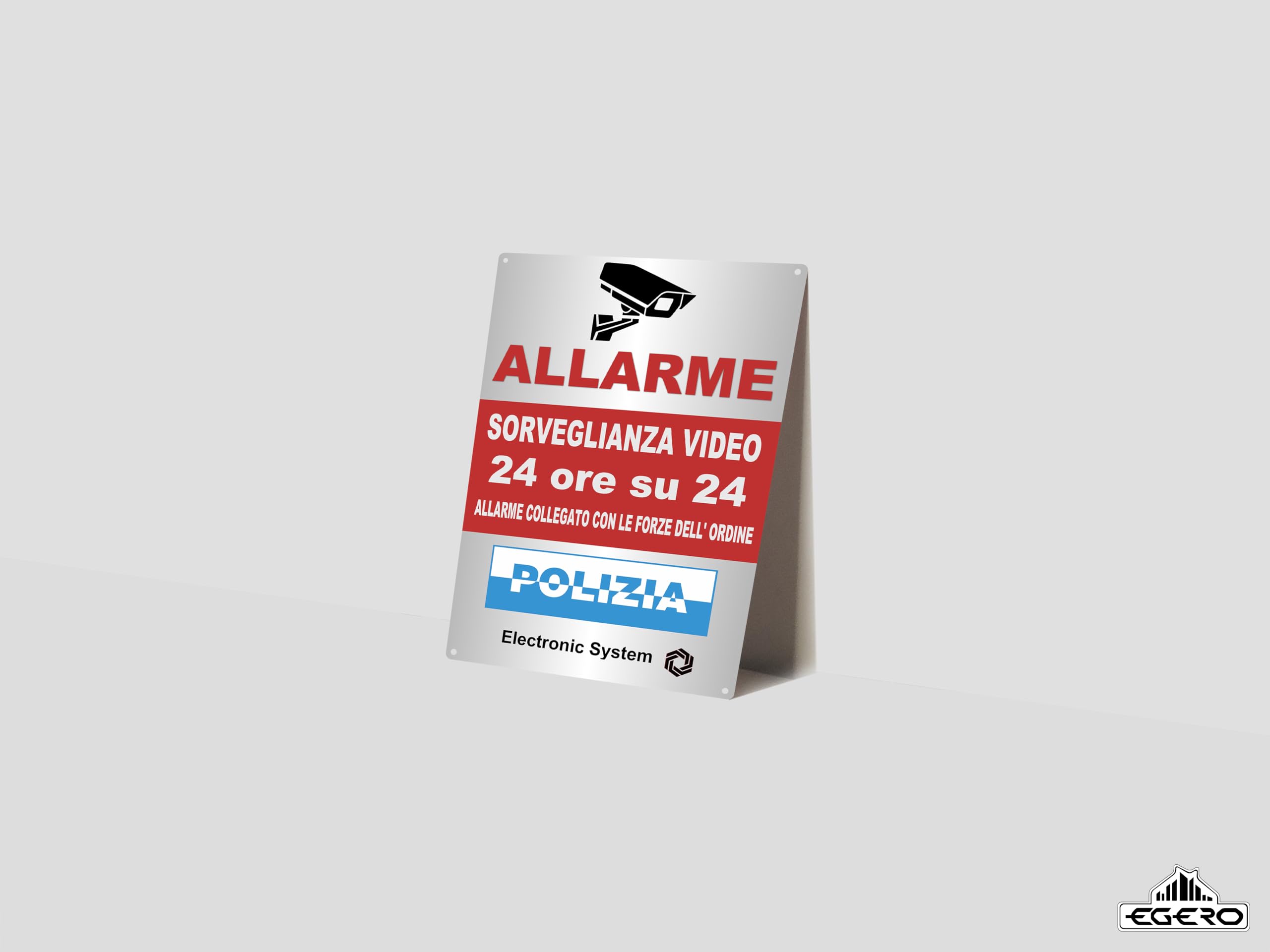 Panello in PVC per Casa, Edilizia, Commercio, Garage. Adesivi di sorveglianza video di qualità professionale. (Polizia)