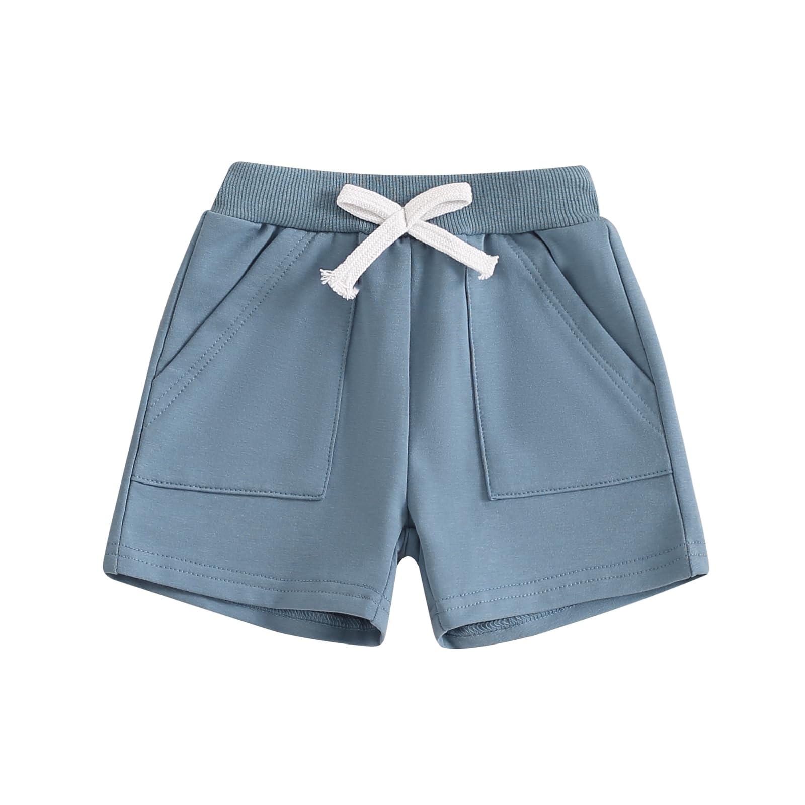 Thilsidee Toddler Baby Boy Girl Solid Color Shorts Elastic Waist Casual Short Pants Summer Shorts Active Jogger Bottoms 0-3Y (US, Age, 2 Years, 3 Years, B-Blue)