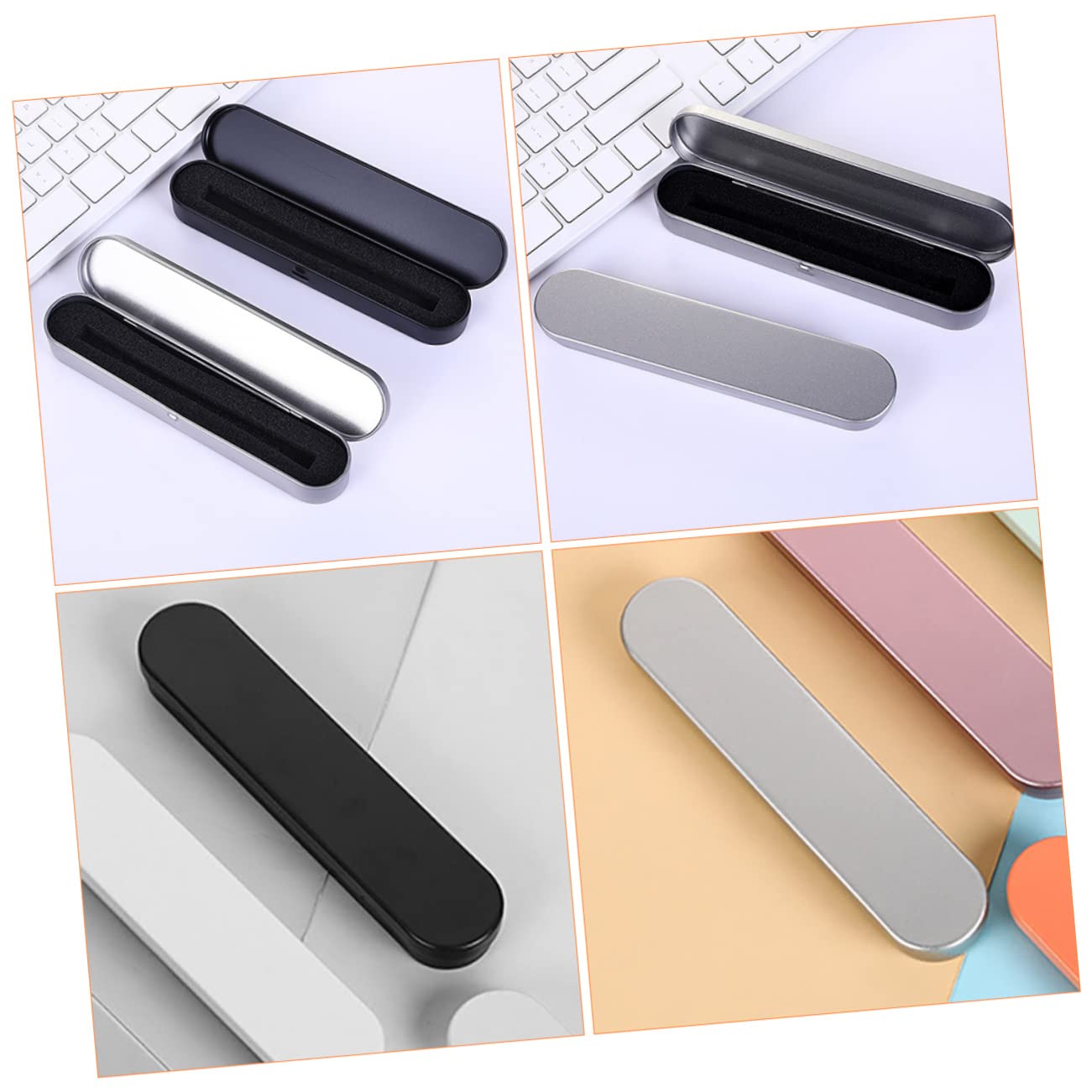 jojofuny 10 set Scatola Portapenne Porta Cancelleria Portapenne Organizer Contenitore Per Penne Da Scrivania Con Scomparti Contenitori In Metallo 4 pezzi * 10