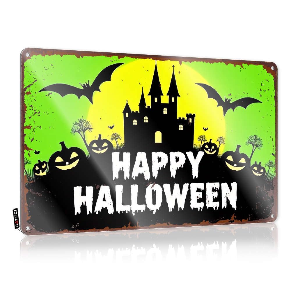 Sujd Colour Tin Sign Highland Wall Decor Math Indoor Outdoor Metal | No Trespassing Happy Halloween! / Rustic Stars