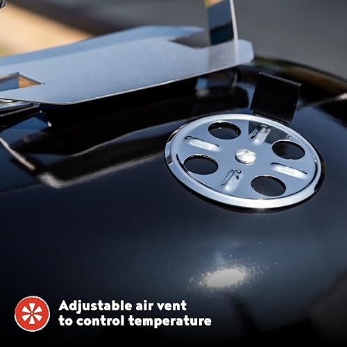 Miniatura 7 de Megamaster Parrilla de barbacoa de carbón portátil de 14.5 pulgadas con ventilación de aire ajustable, 141 pies cuadrados en área de cocina,