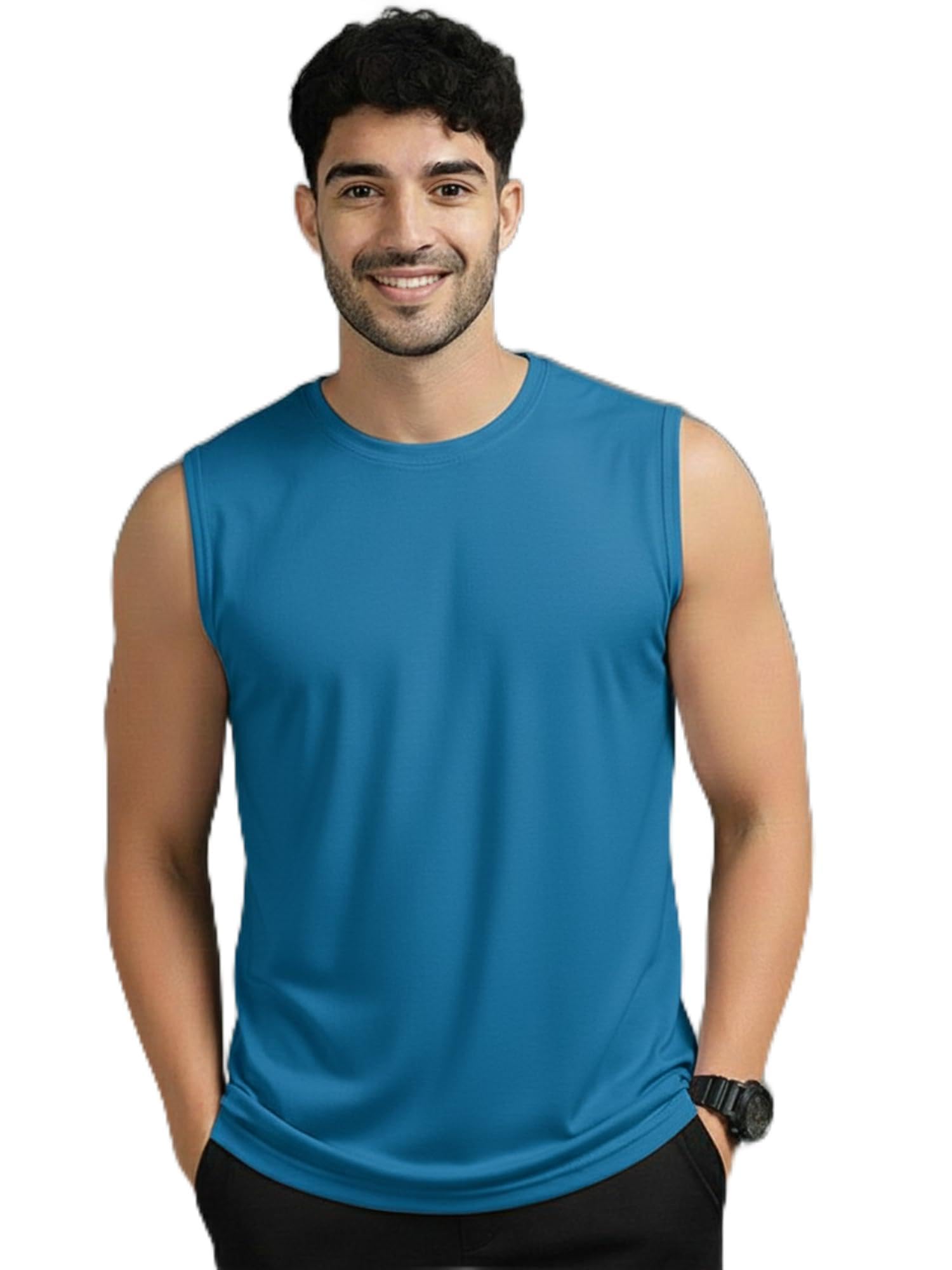 Men's Tank Tops Sleeveless T-Shirt for Men's Gym Wear Vest Solid Stylish Round Neck Running Sando for Sports Workout Fitness & Casual Or Beach Wear (Pack of 1)-image-45