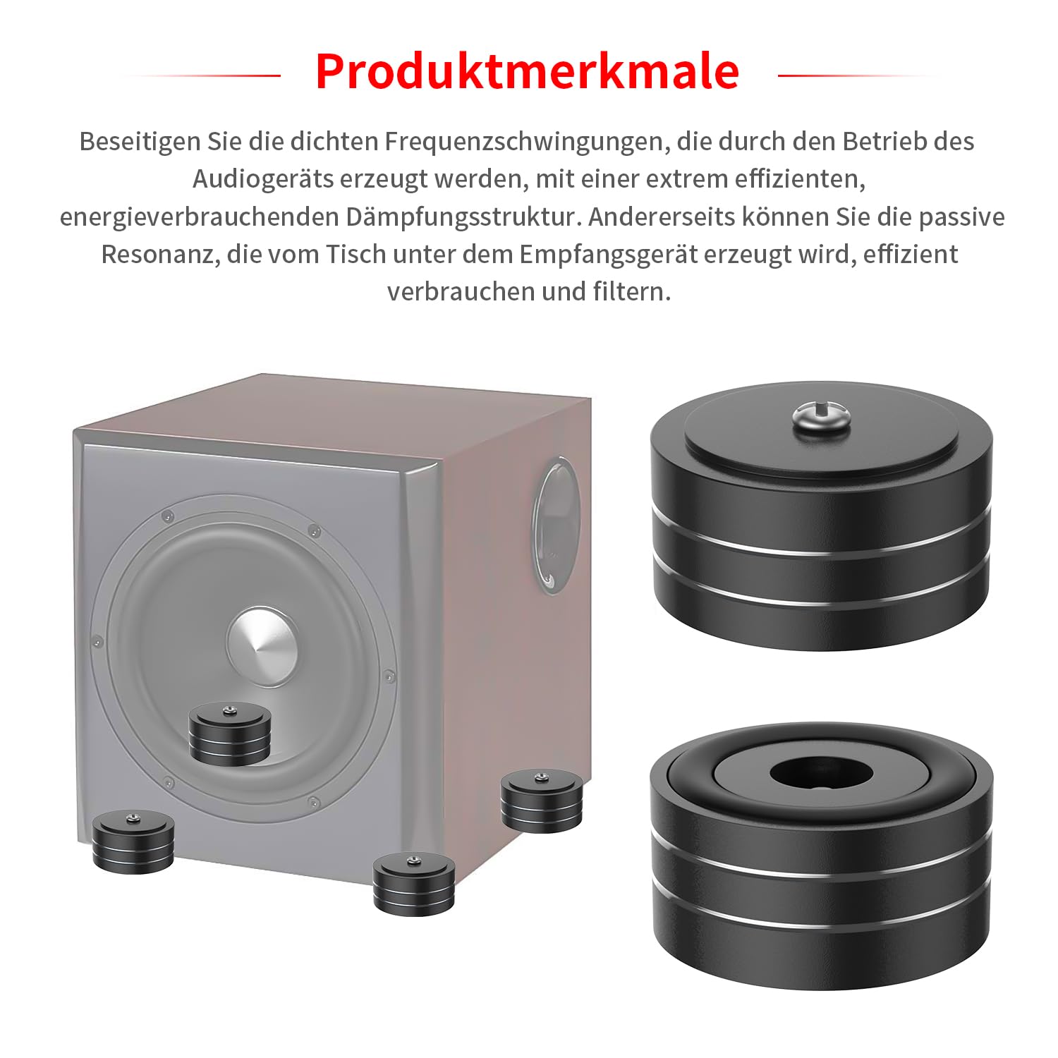 Tertullus 4 piedini per altoparlanti HiFi 40 mm × 20 mm alluminio M4 nero