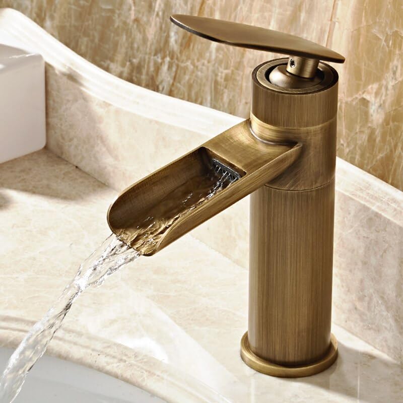 Robinet de salle de bain anti-éclaboussures avec mitigeur cascade en laiton massif