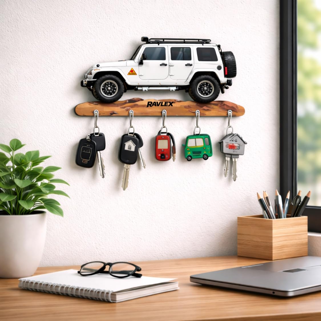 Wooden Car Key Holder - Stylish Wall Decor -5