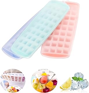 Bac a Glacons,Moules à Glaçons,Bac a Glacons Silicone,Bac Glacons Couvercle,Congélateur à 36 Compartiments,pour Gelée, Purée, Jus, Cocktails, Whisky, Glace,3 Pièces.(36 cellules)