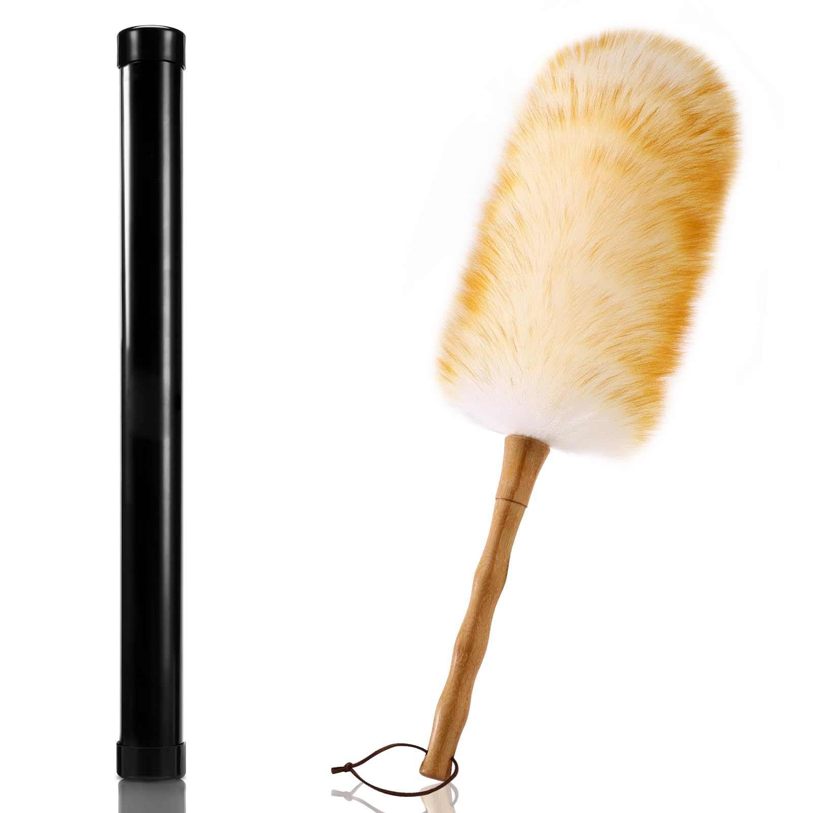 Amazon.com: Lambs Wool Duster with Solid Bamboo Handle,Leather