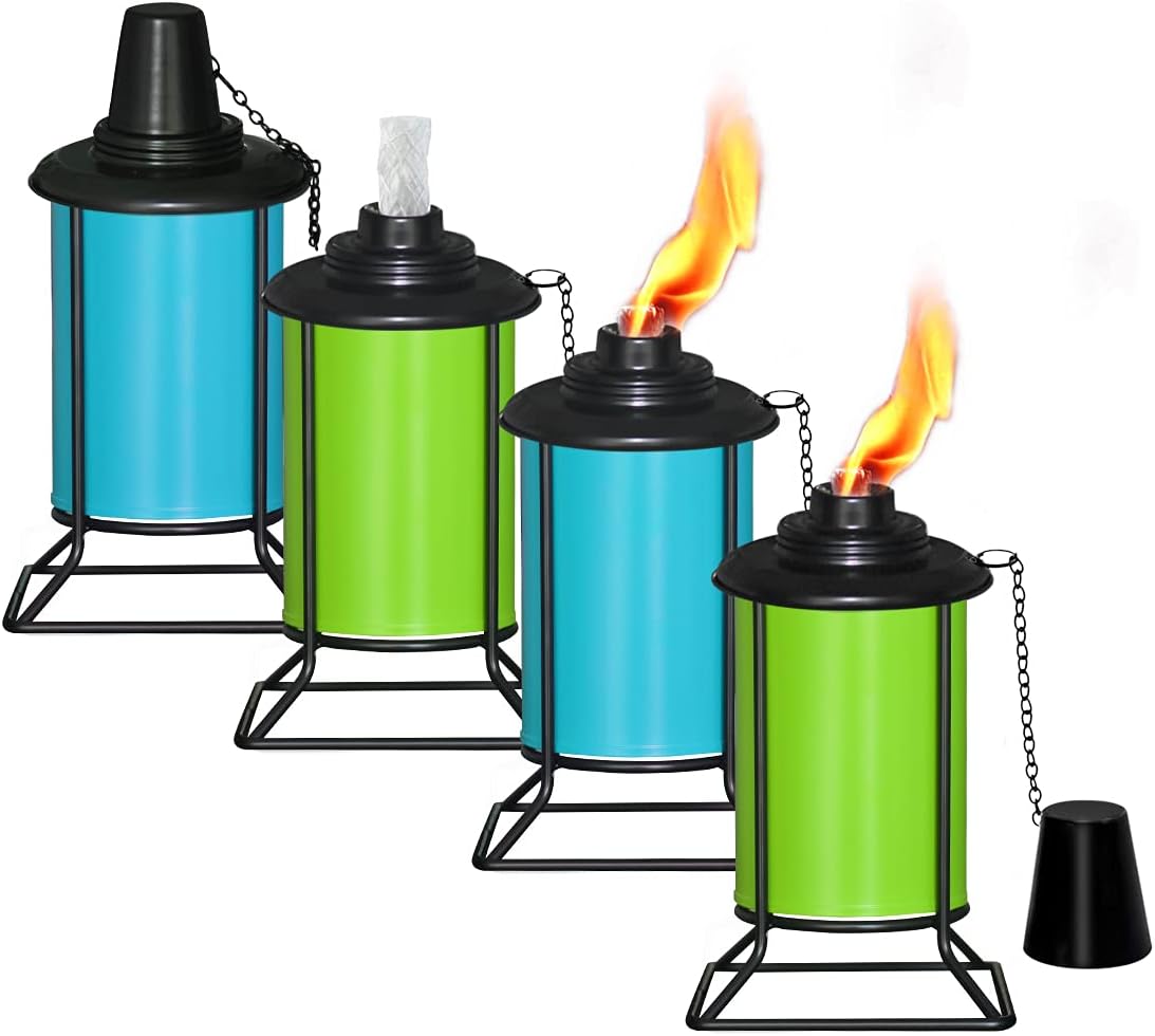 SNOGSWOG 4 Pcs Metal Tabletop Torches,Outdoor Citronella