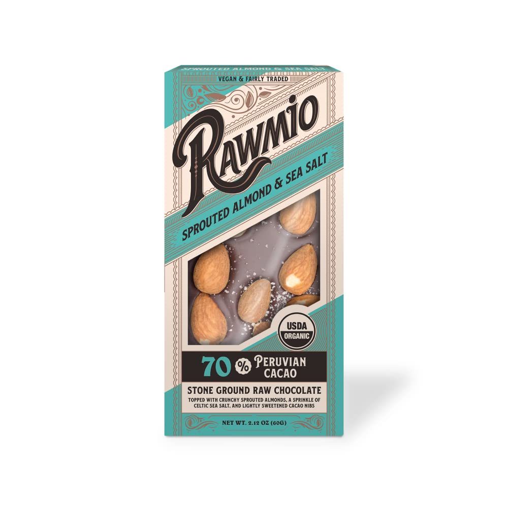 RawmioSprouted Almond & Sea Salt Bark - 2.12 oz. - Raw, Organic, Vegan, Kosher