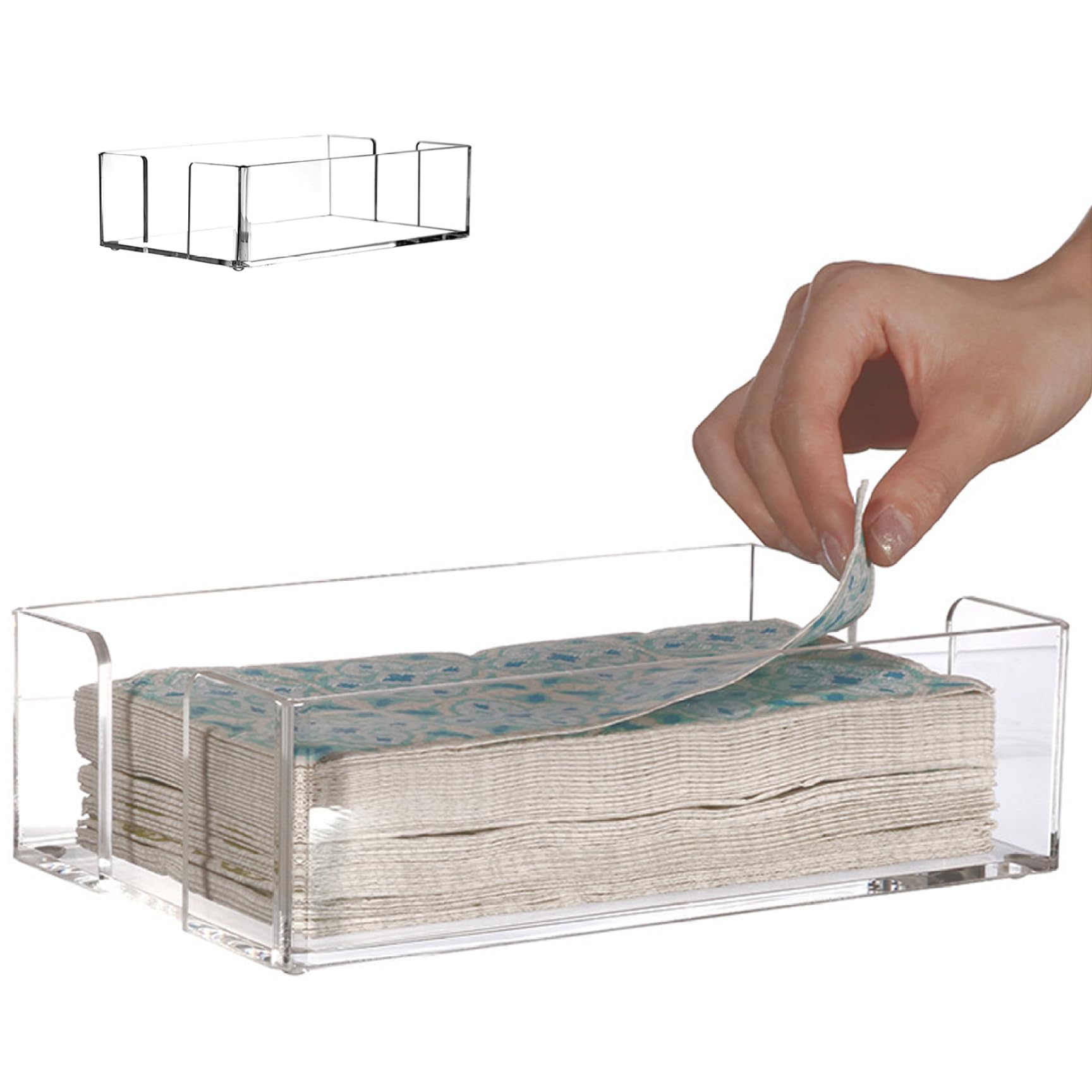 Guest Towel Holder, Clear Acrylic Napkin Holder, 9.3x5.5x2.5 Inch Disposable Hand Towel Holder for Bathroom, Kitchen, Hotel, Restaurant Paper Hand Towel Holder Napkin Holder for Bathroom Disposable