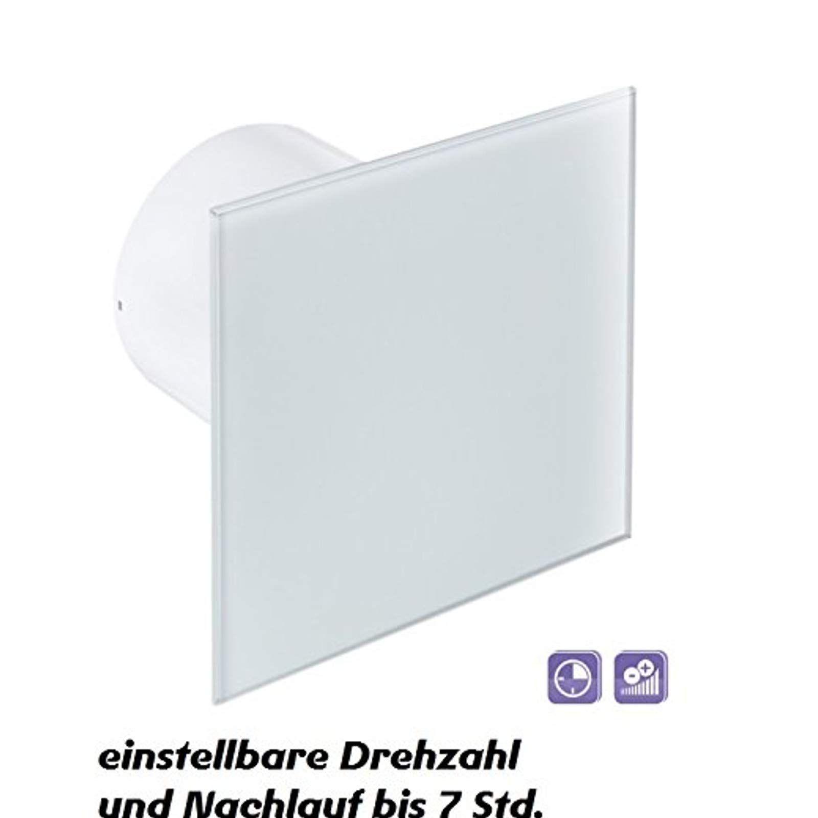 Ø 100 mm designerski wentylator łazienkowy, szklany front z mikroprocesorem do regulacji prędkości obrotowej oraz timerem, zawór zwrotny WEG100CTR, łożysko kulkowe, wentylator przedni, naścienny, wentylator łazienkowy, cichy, szklany 10 cm