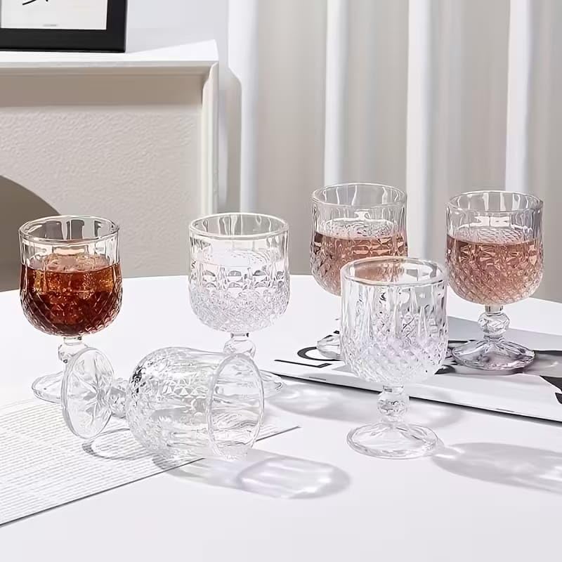 Image of PrimeWorld Premium Luxury Heavy Base Drinking Glasses Set of 6 - 180ml | Clear Tumblers for Water, Juice, Cocktails, Wine, Beer & Whiskey