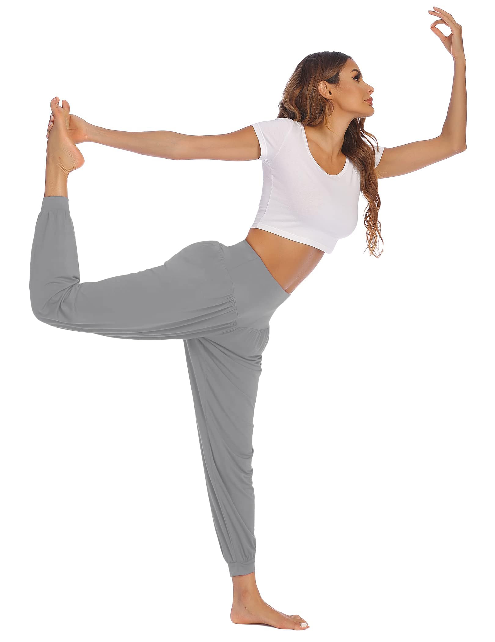 PINSPARK Pantalons de Yoga Femmes Sarouel Long de Yoga Sport de Jogging Courbes Sarouel Surdimensionné de Loisirs de Sport élégants