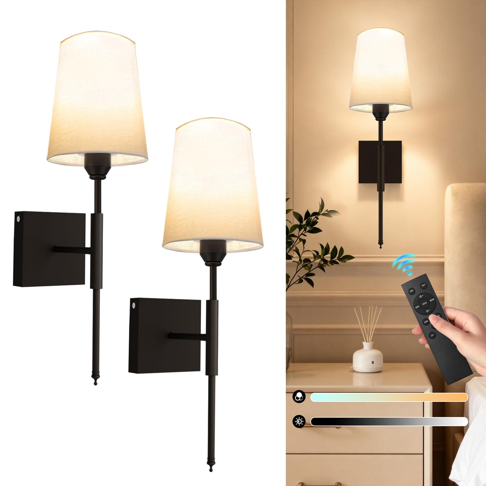 Spacelumen Battery Operated Rechargeable Dimmable Wall Sconce with Remote