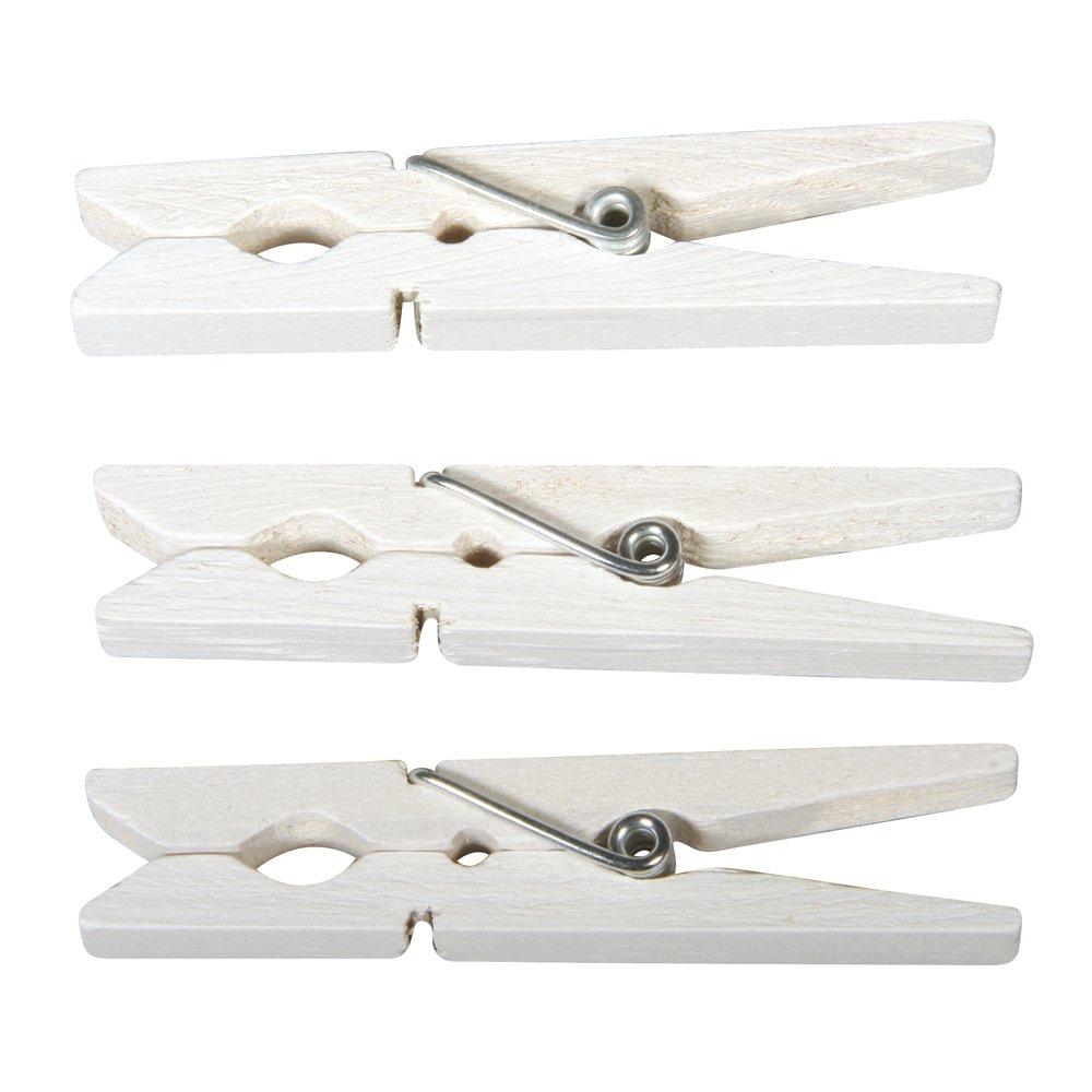 Rayher Set of 18 White Wooden Pegs, Wood Peg for Photos, Scrapbooking, Paper Crafts and Advent Calendar, white, 7.2cm, 6131602