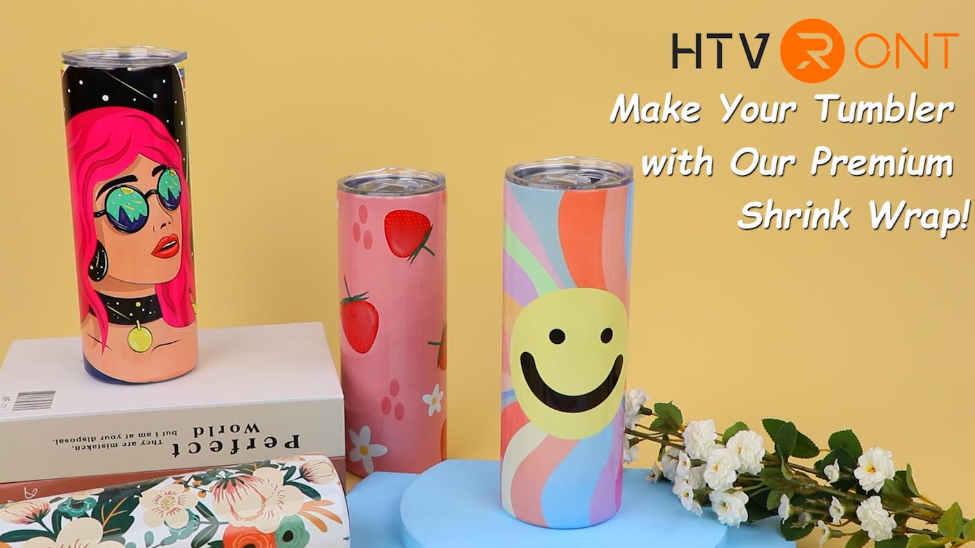 Image of HTVRONT Shrink Wrap for Sublimation Tumblers 5X10 Inch - 100PCS Sublimation Shrink Wrap Sleeves, Heat-Resistant Tumbler Shrink Wrap Film