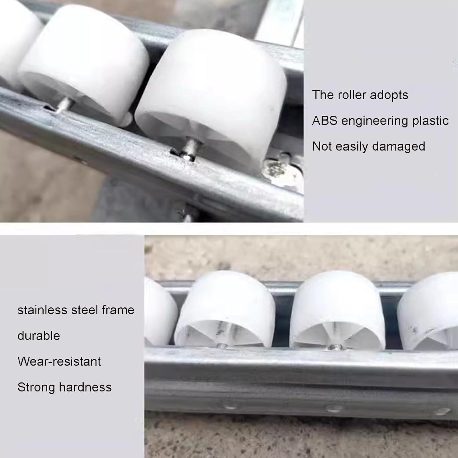Trasportatore pieghevole non alimentato con metallo e rulli in plastica Sistema leggero per la movimentazione delle merci del magazzino 40x250cm Solut