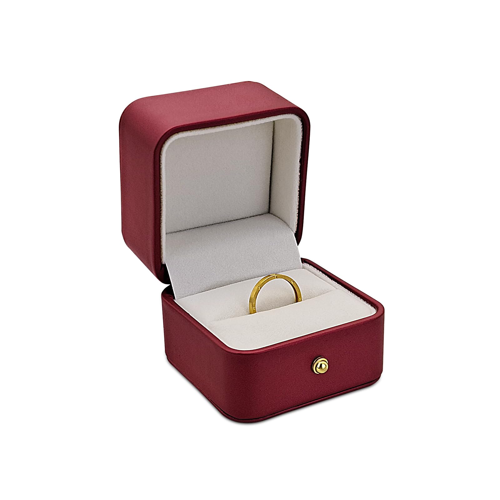 WisePoint WisePoint Caja Anillo, Porta Alianzas Boda de Cuero PU Cepillado, Elegante y Lujosa Organizador Anillos para Propuestas de Matrimonio, Compromisos, Bodas (Rojo)