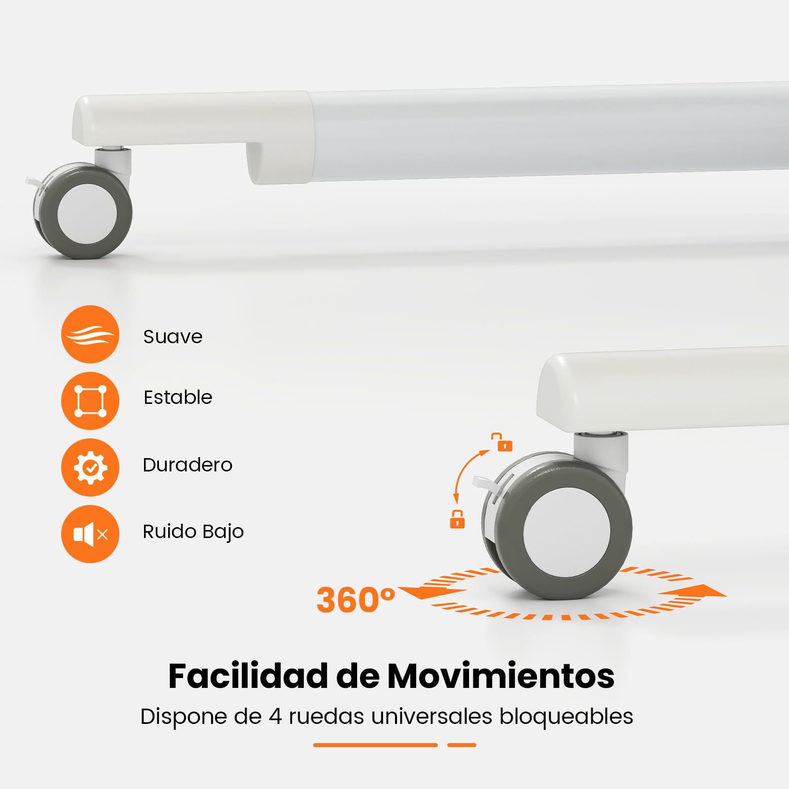 COSTWAY Escritorio Elevable 95 x 52cm, Altura Ajustable, Secretaria Elevatoria con Ruedas Bloqueables, Marco de Metal, para Espacios Pequeños, Mesa Escritorio Oficina Despacho (Blanco)