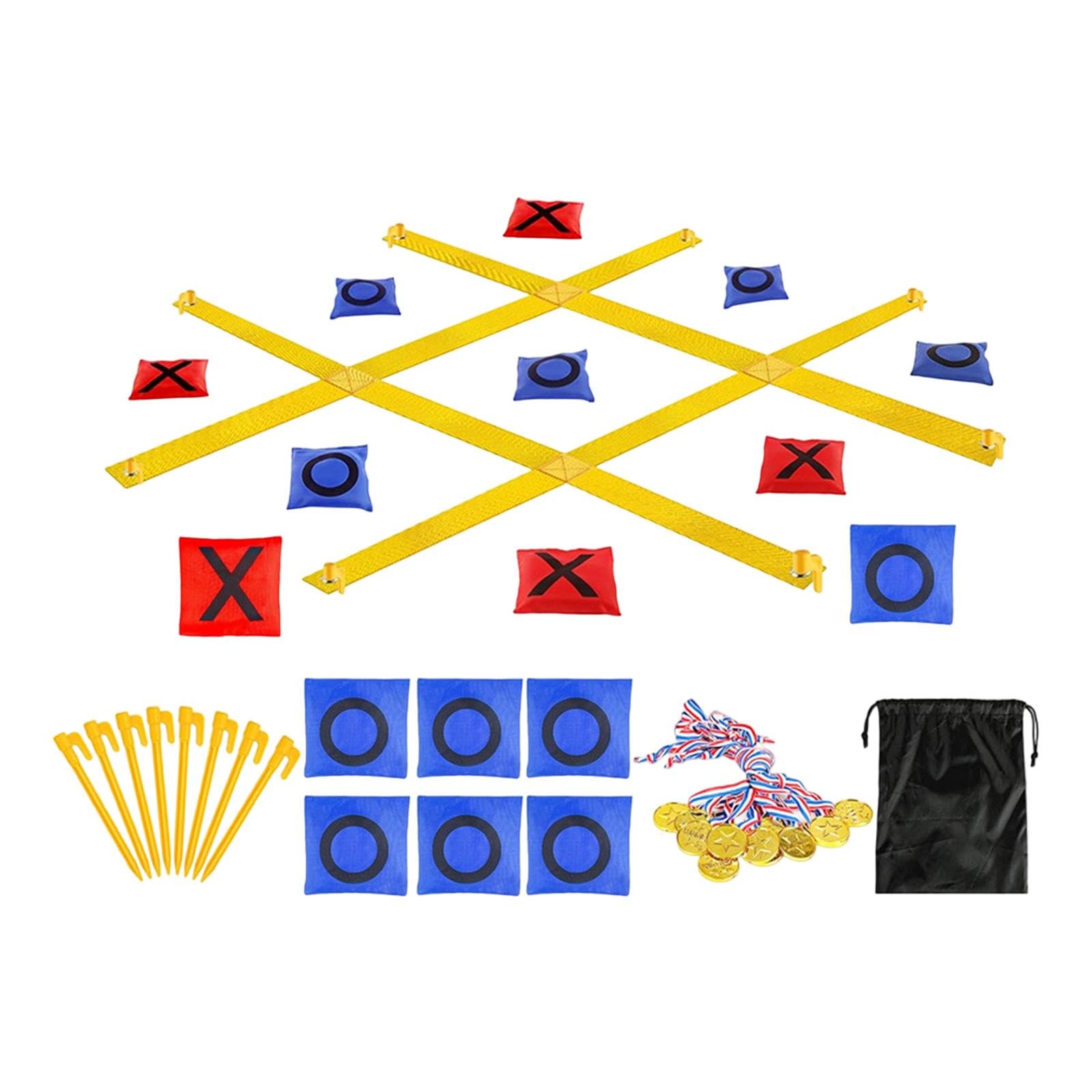 Tic Toe Juego Bolsa Lanzamiento Set Lanzamiento Objetivo Sandbag Juguetes Exterior Nylon Seguro Adecuado para Niños Adultos Juegos Familiares, Tres en Raya Amarillo