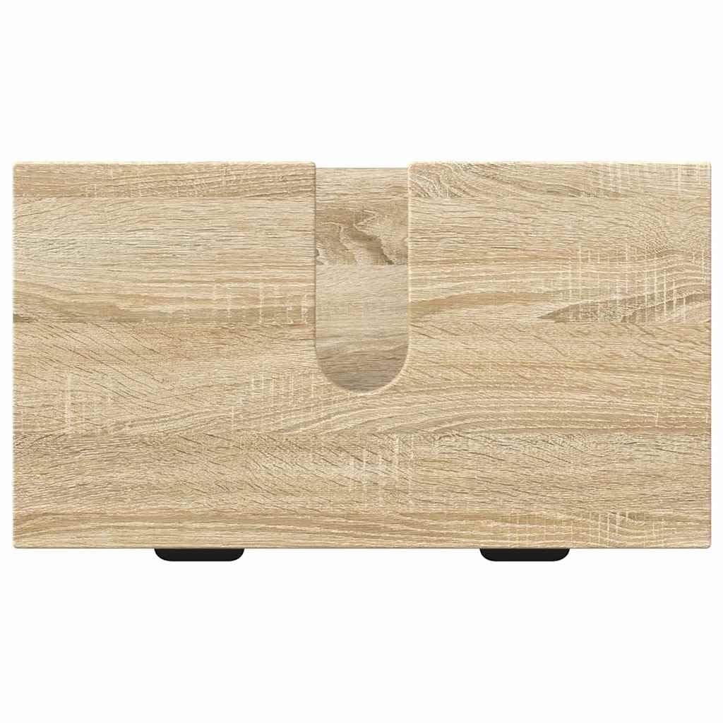 Juego de muebles de baño de 2 piezas de madera de roble Sonoma contrachapada de metal con armario bajo y armario alto, capacidad de carga de 120 kg, espacio de almacenamiento con cajón y