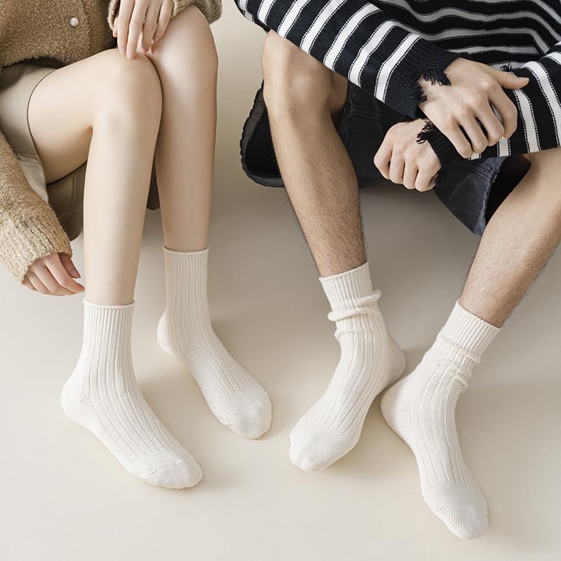 Image of Gellwhu Crew Socks for Women Cute Fall Thick Knit Cotton Boot Socks Long Slouch Socks Gifts Clean Girl Aesthetic (US, Numeric, 4, 10, Regular, Regular, 3 Pairs White)