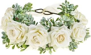 Vividsun White Flower Crown for Women - Handmade Floral Headpiece Wedding Wreath for Festivals & Bridesmaids