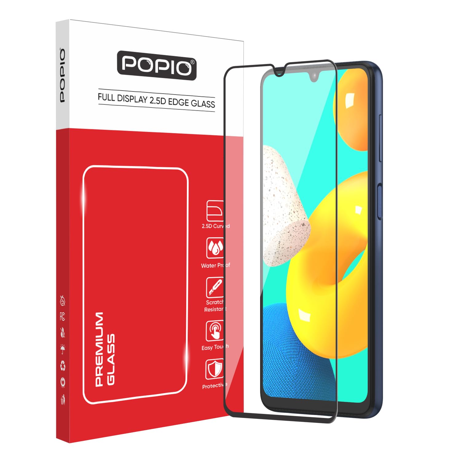 POPIO Military-Grade Gorilla Tempered Glass For Samsung Galaxy M32 4G / M22 / A32 4G / A31 / A22 4G / F22 | 9H Hardness, Edge-to-Edge, Bubble-Free