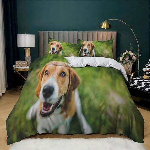Miniatura 1 de Dog King Duvet Cover Small Animals Print King Bedding Set Soft Microfiber Comforter Cover and 2 Pillow Shams 20"X36", Bed Set Duvet Covers with