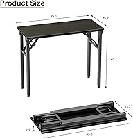 Vista 3 de TEMI Mesa de Computadora Pequeña Mesa Plegable - Escritorio de Oficina Plegable de 35.8", Sin Ensamblaje, Perfecto para Espacios Pequeños