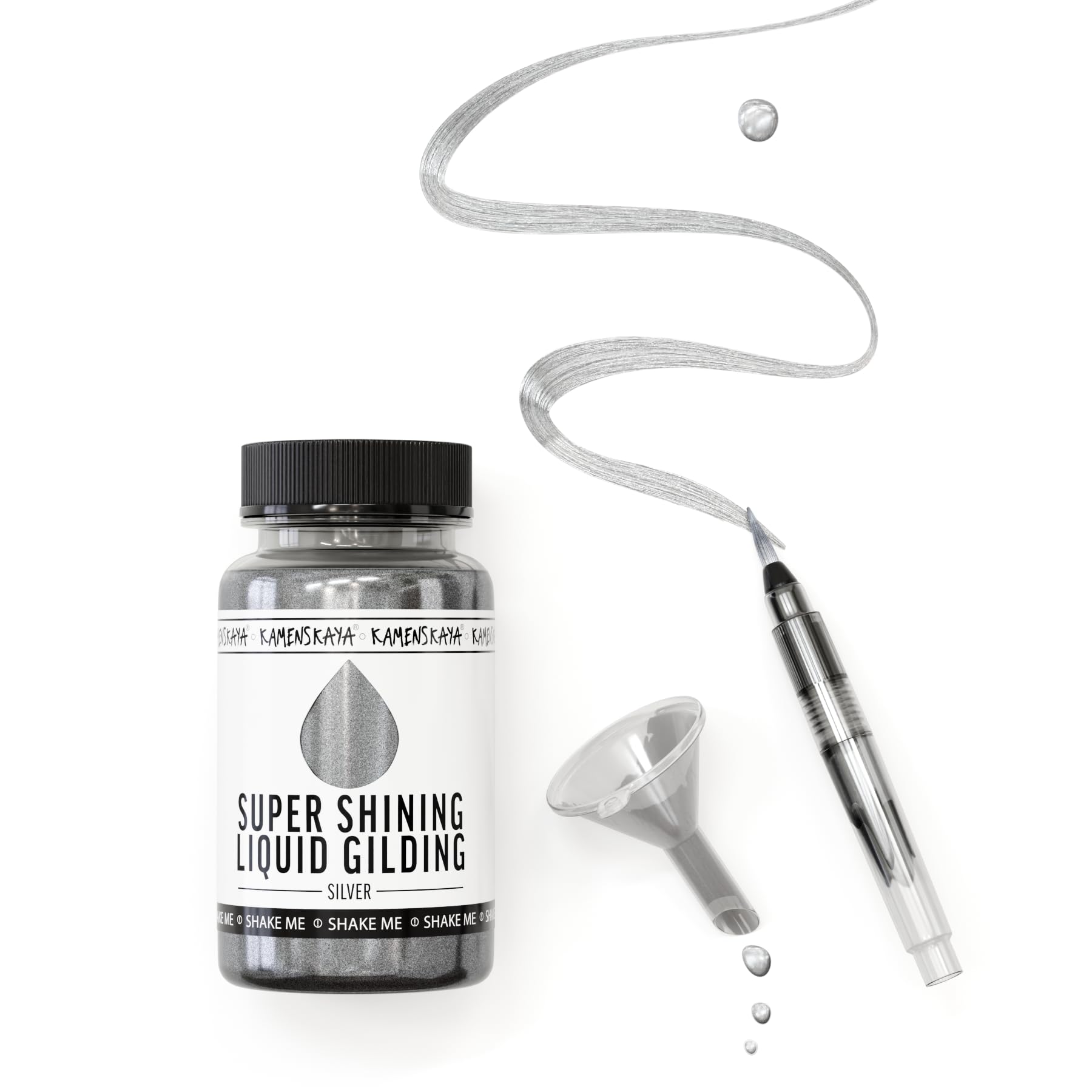 Kamenskaya Silver Liquid Leaf Paint: Alcohol Based Fast Drying Liquid Gilding, 3.38 Fl Oz (100 Ml)
