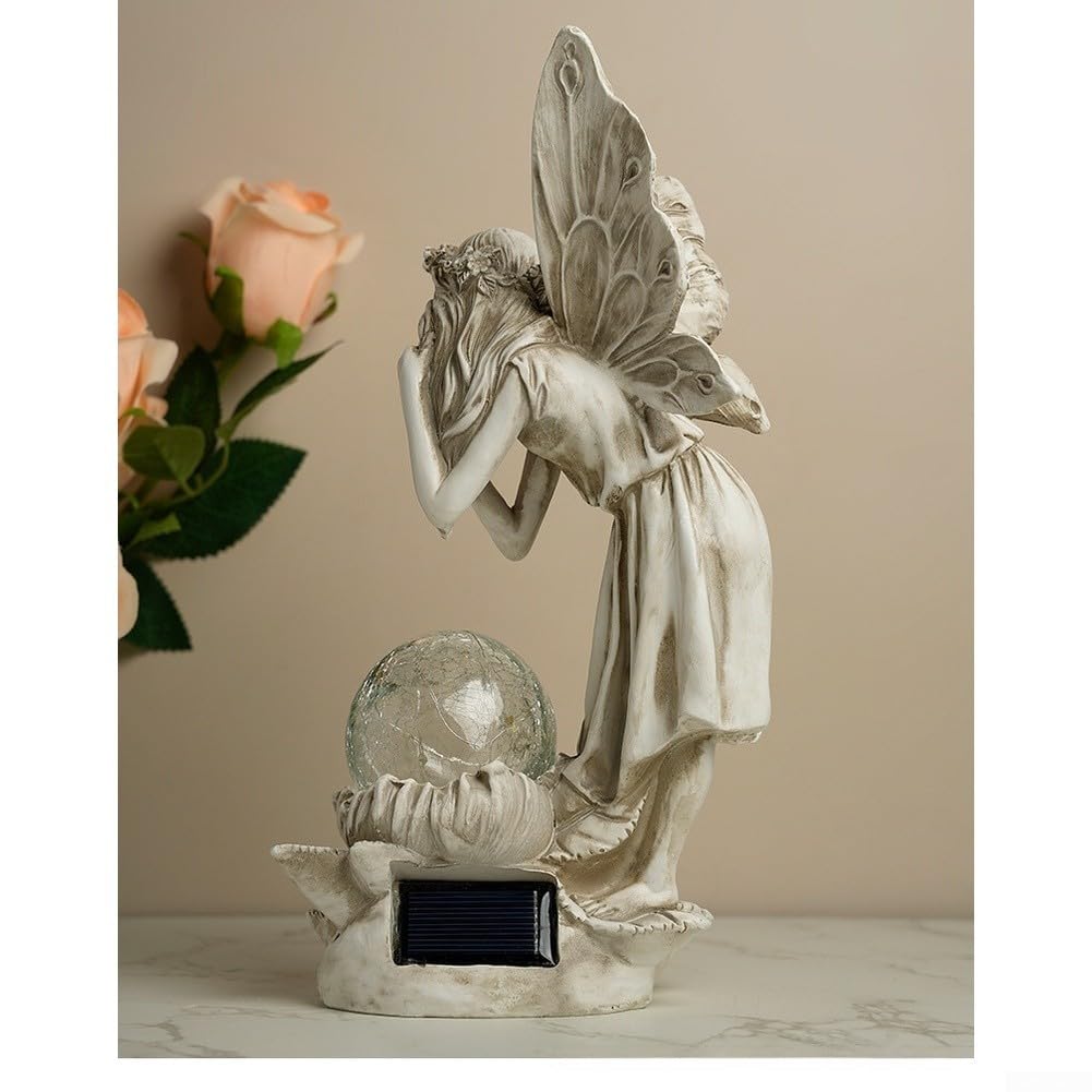 Statua per solare Esterno Fata dei Fiori in Resina per dura Statua(Retro)