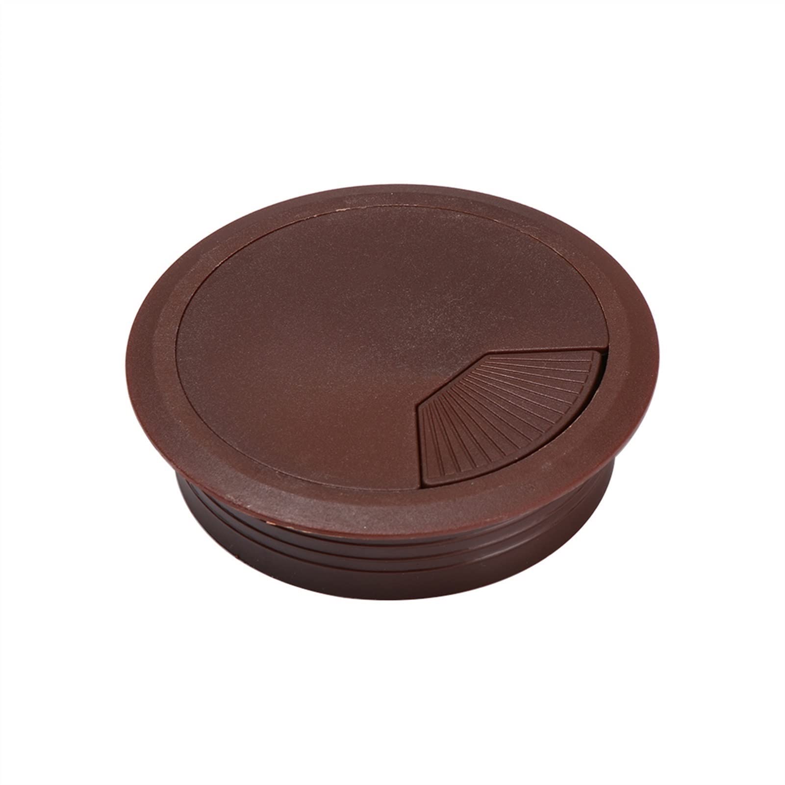 Sybnikolf 60Mm Dark Brown Desk Grommet Cable Grommet Aluminum Alloy Office Table Desk Rectangle Wire Hole Cover With Black Brush 53Mm Silver(60Mm Dark Brown)