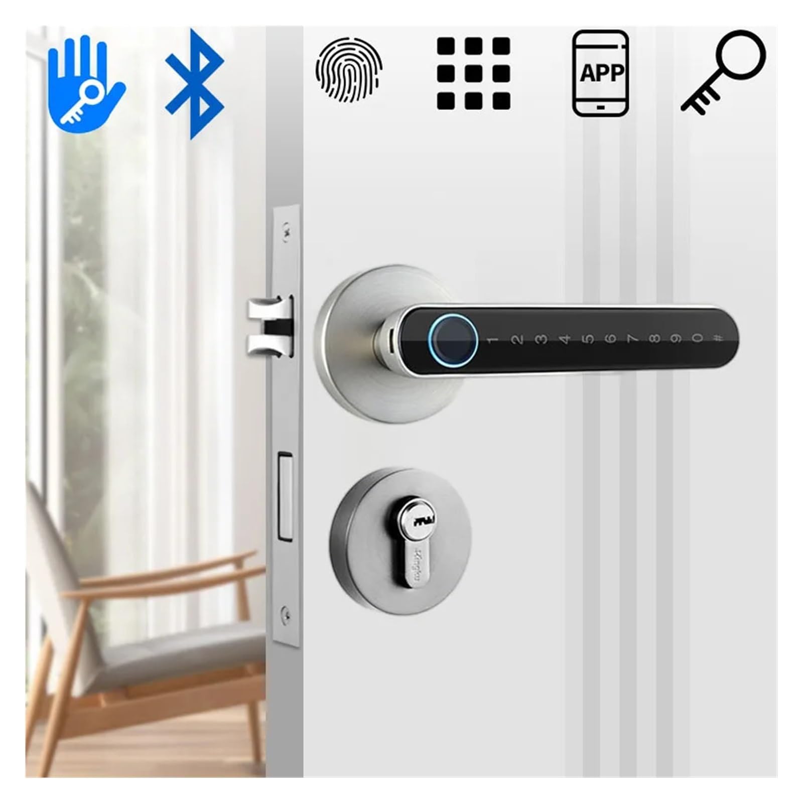 Serratura Smart, TTLOCK Serratura Elettronica Digitale Serratura For Impronte Digitali Password Biometrica Entrata Senza Chiave Maniglie For Porte Intellinti Serratura For La Casa Qualsiasi Porta ,Sma