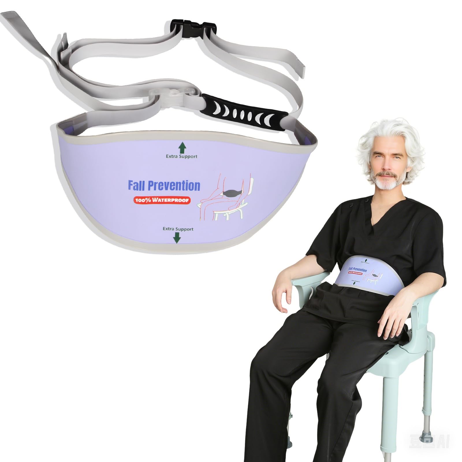 Cinturón antideslizante para asiento de ducha para ancianos o discapacitados, prevención de caídas, adecuado para el cuidado en el hogar o enfermería