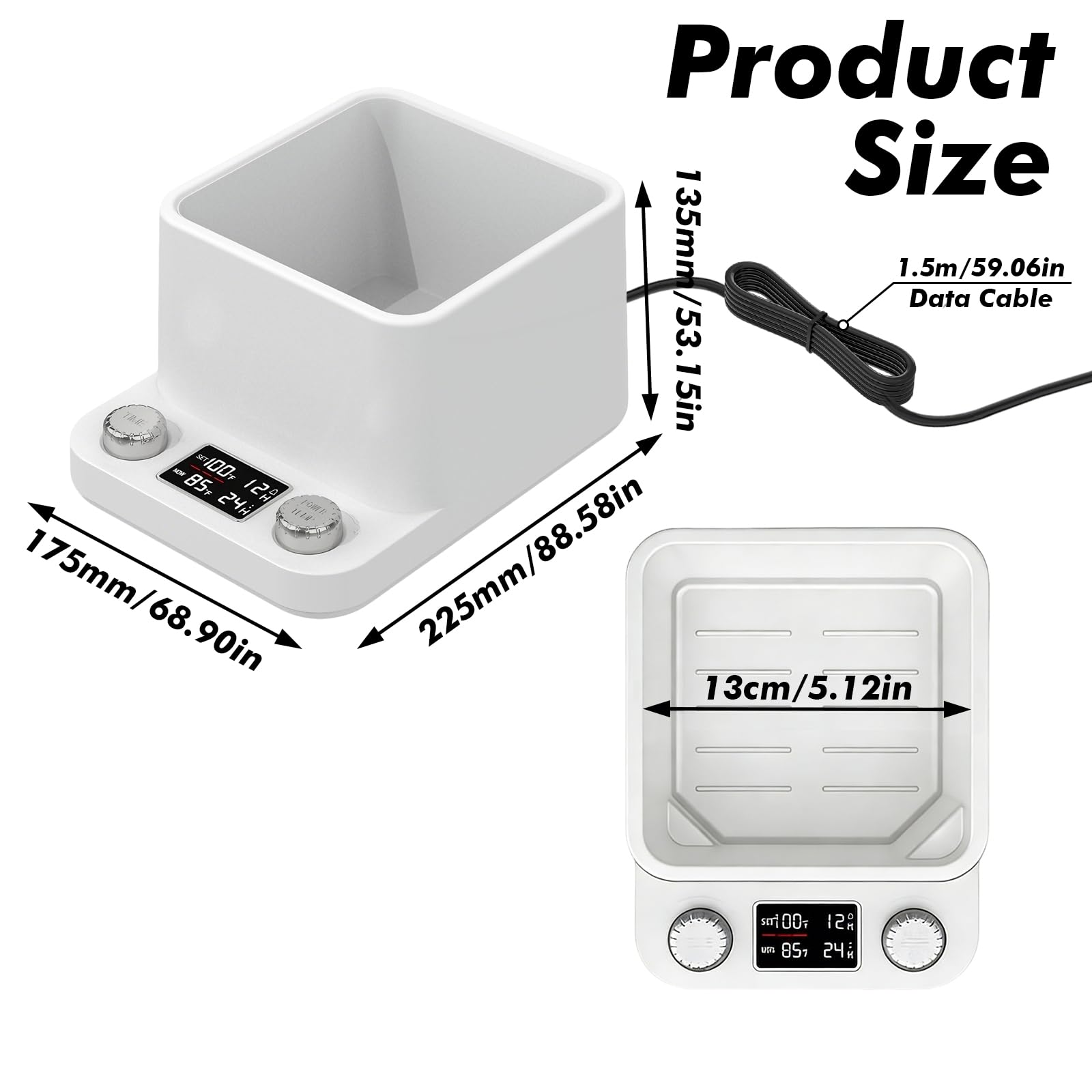 Calentador de Masa Madre con Baño María 360°, Control Preciso de Temperatura de 1°C (21-40°C), Temporizador 198H y Recordatorio de Alimentación – Caja de Fermentación para Masa Madre, Yogur, Kombucha