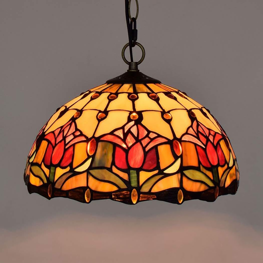 Suspension vitrail haut de gamme style européen abat-jour 30cm en verre d'art
