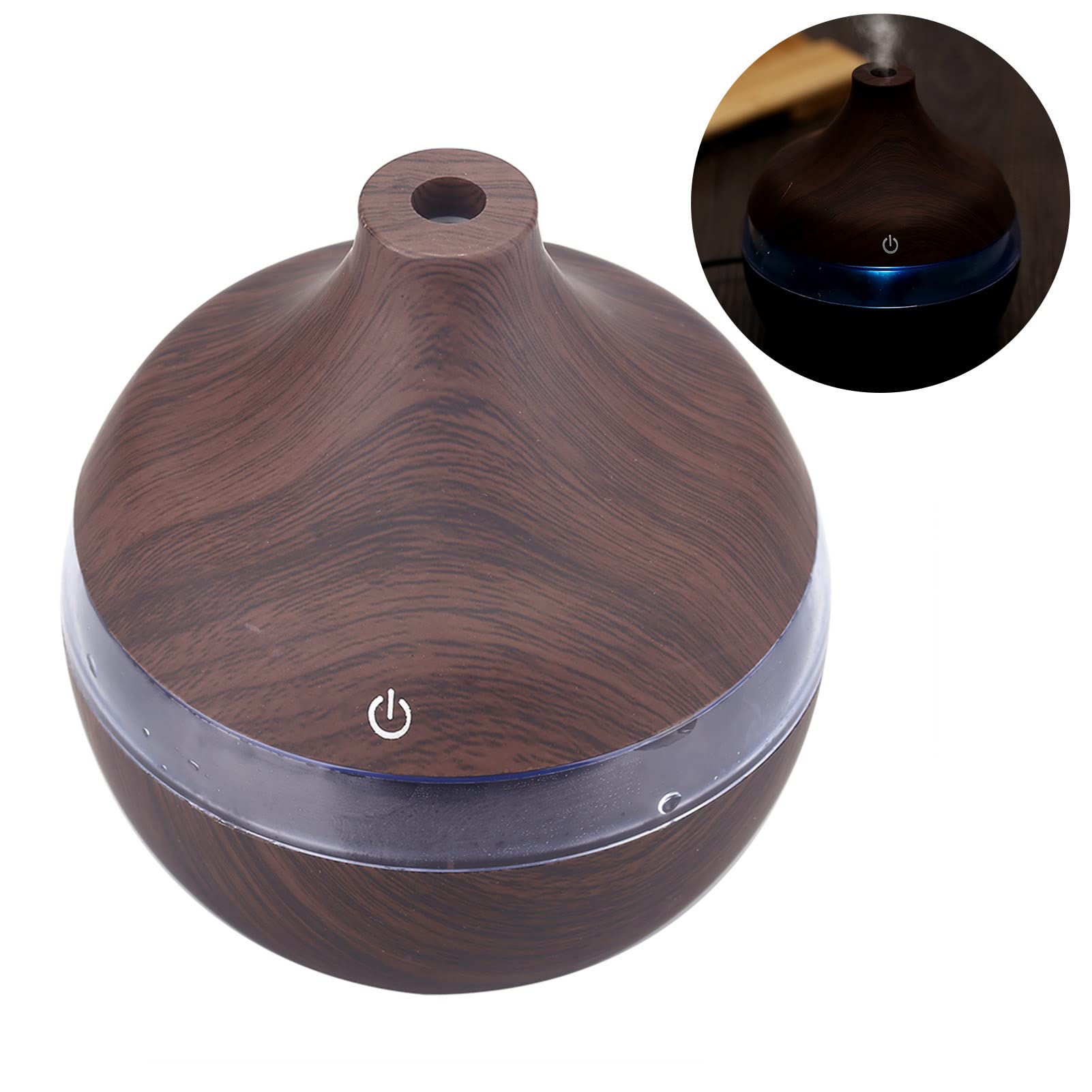 Nawilżacz Led Usb Nawilżacz Drewna Ciemnobrązowy Abs 300Ml Ziarno Drewna Nawilżacz Usb Kolorowe Led Lampka Nocna Mist Maker Dla Office Car Home