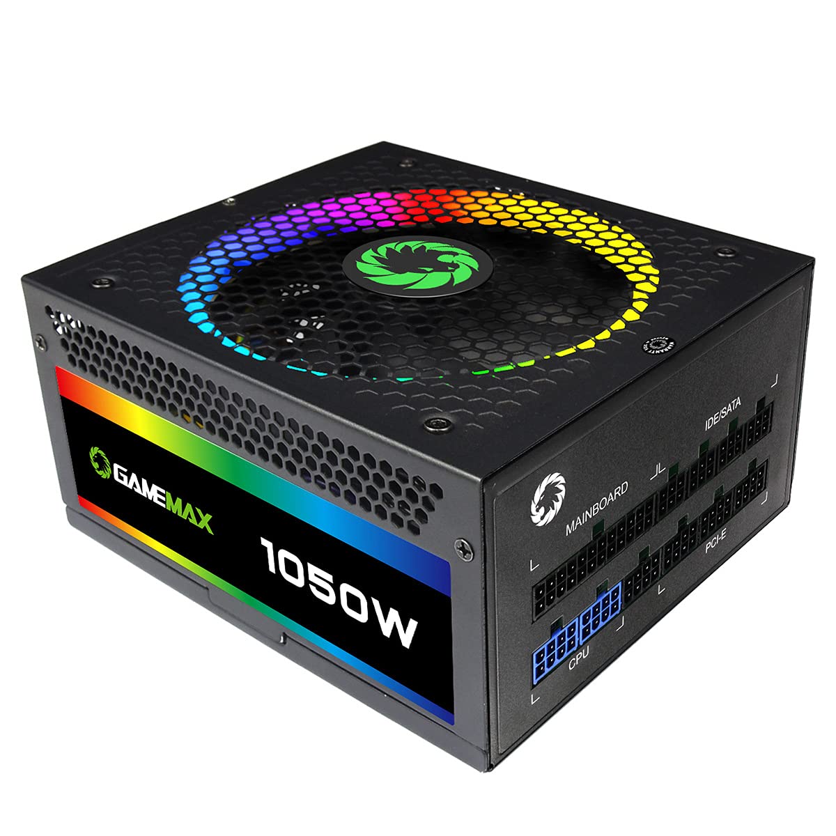 GameMax RGB1050 Modular 80 Plus Gold Power Supply with 14cm RGB Fan - Black