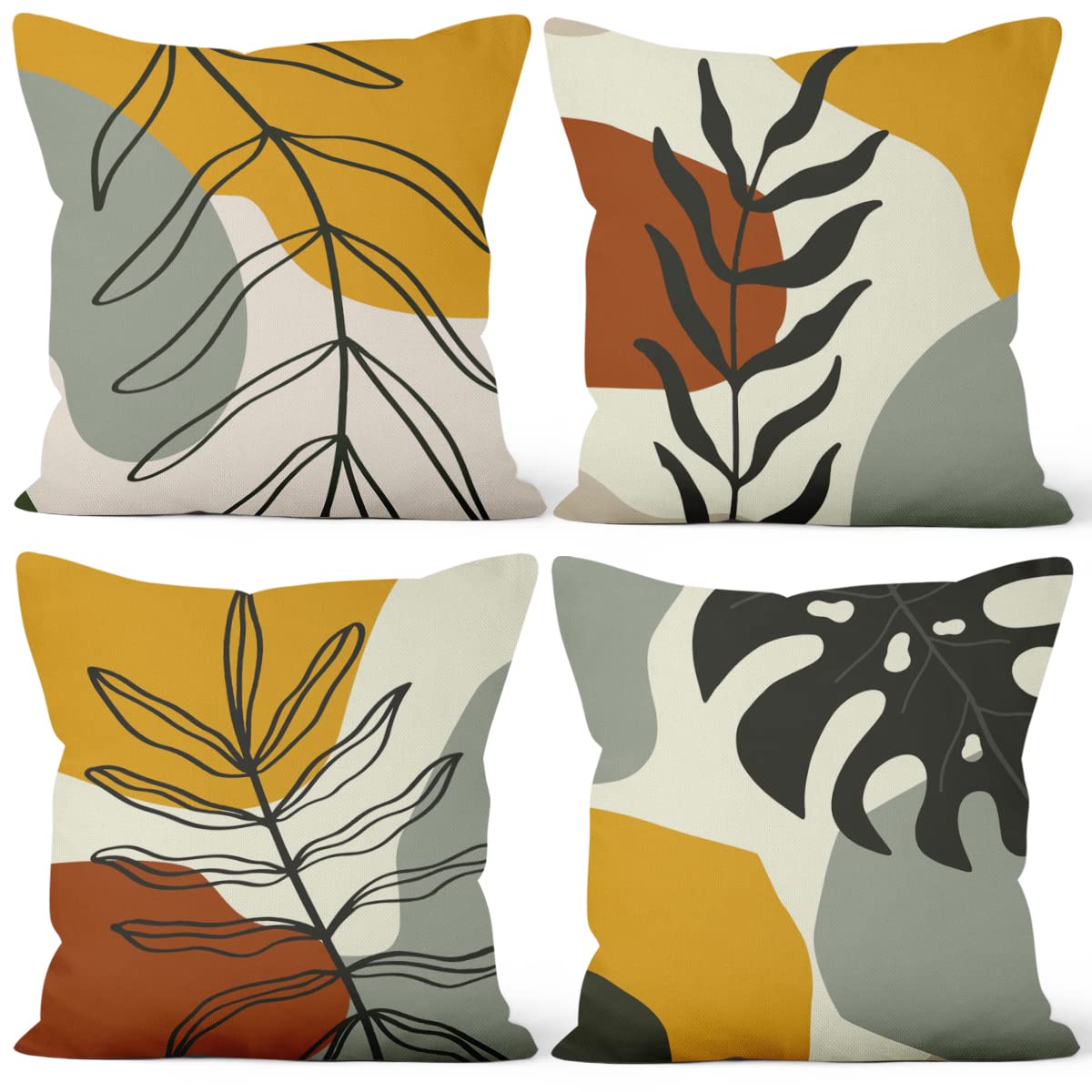Housse de coussin palmier 51x51 cm lot de 4 taie oreiller salon