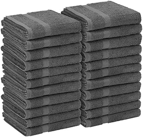 Utopia Towels Grey Salon Towels, Pack of 24 (Not Bleach Proof, 16 x 27 Inches) Highly Absorbent Towels for Hand, Gym, Beauty, Hair, Spa, and Home Hair Care
