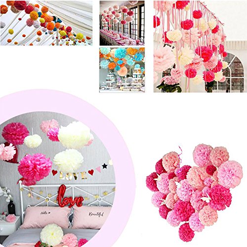 10 Pompon Carta Velina Fucsia 25 Cm - Decorazioni Per Feste, Matrimoni, Compleanni - Foto 8