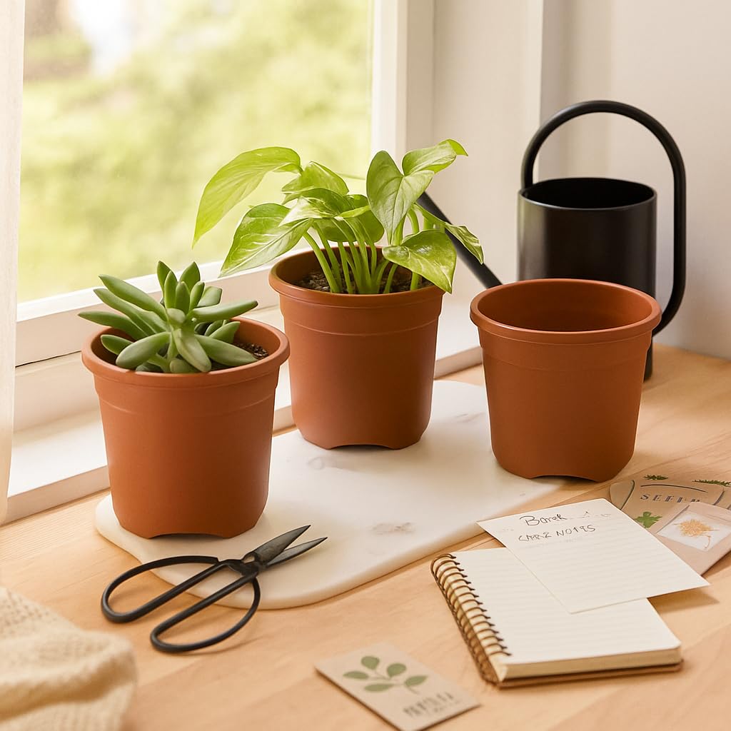 Ugaoo 3 Pack UV Plant Pots - 8 Inch Terracotta -1