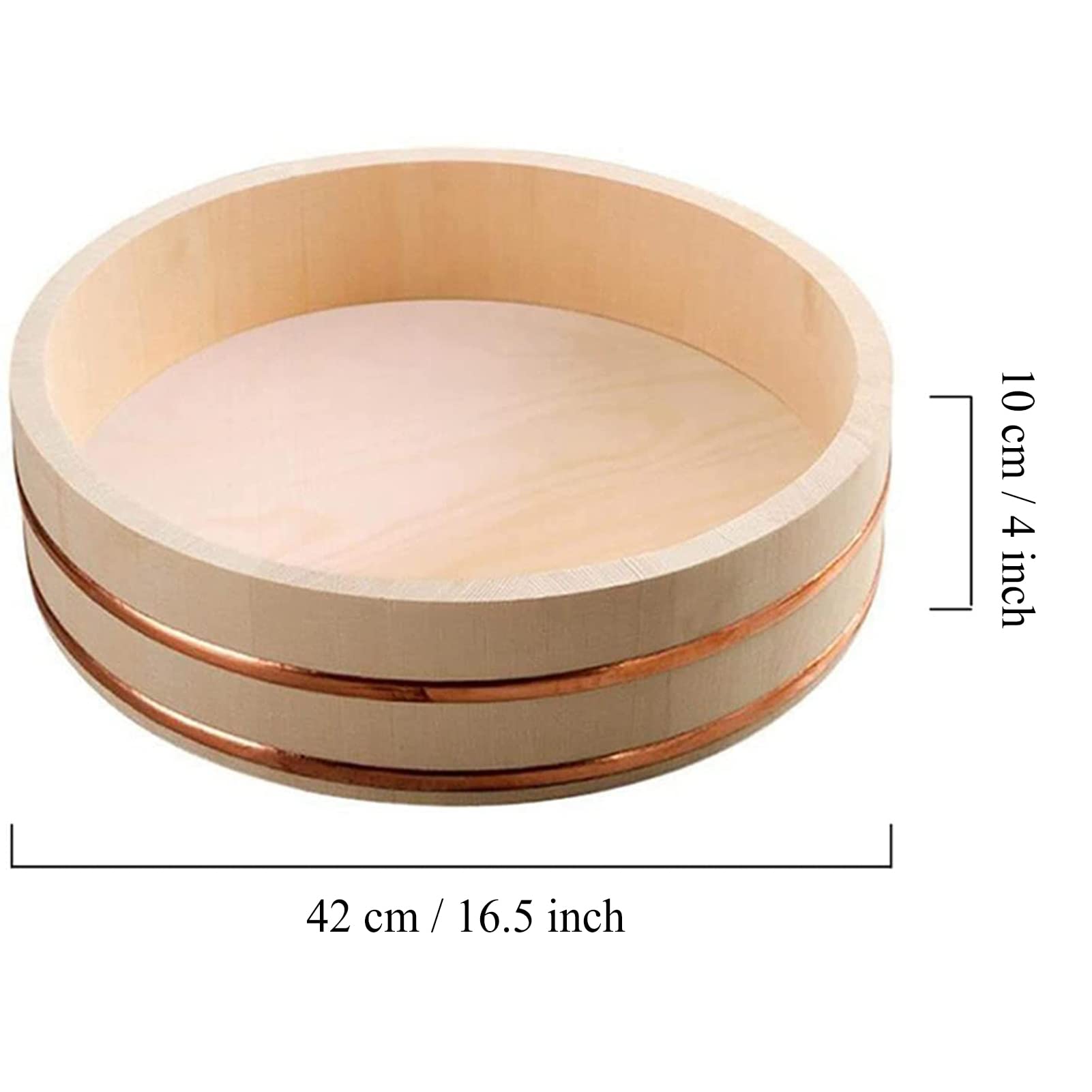Drewniana wanna do mieszania ryżu Hangiri Oke, zestaw do robienia sushi z wałkiem do ryżu, japońska miska do sushi, 42 cm
