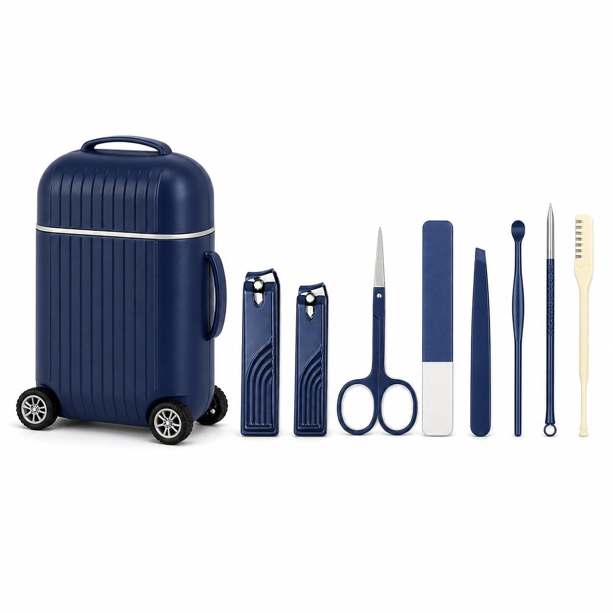 8 in 1 Manicure Pedicure Kit with Travel Storage Case - Stainless Steel Nail Clipper Set with Scissors, Tweezer, File & Ear Pick | Portable Grooming Tools for Men Women Home Travel Use-image-8