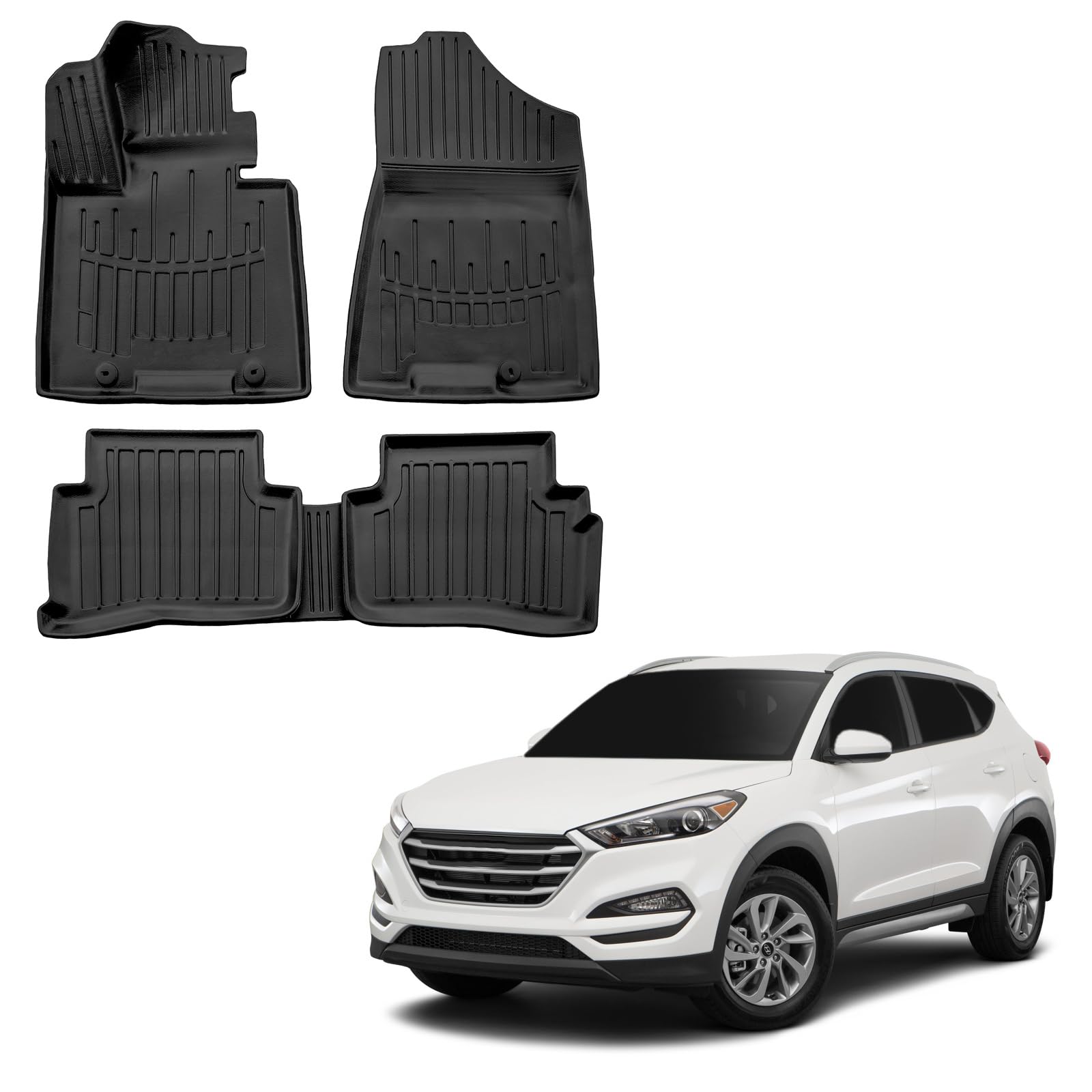 SCOUTT Tappetini Auto in Gomma Su Misura per Hyundai Sportage QL, QLE 2016-2021, Set da 4 Pezzi, Tappeti 3D Design con Bordo Alto, Inodore, Qualità Premium